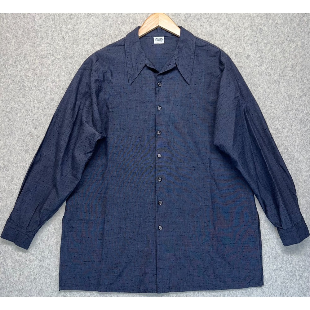 CP Shades‎ Womens Linen Button Up Shirt Blue Long Sleeve Casual Relaxed Size M